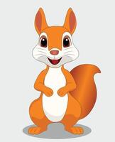 Cute squirrel front view cartoon character design vector