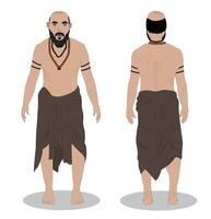 A indian hindu man front and back view cartoon character design vector