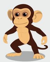 Innocent monkey smiling three quarter view cartoon character design vector