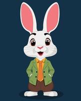 A rabbit wearing pant and suit cartoon character design vector