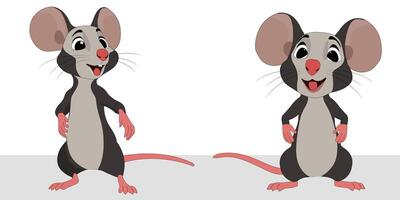 mouse standing front and three quarter view cartoon character design vector