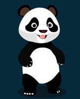 cute black and white panda cartoon character design vector