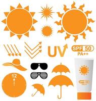 Set of UV Sun Protection element for cosmetics skin car product vector