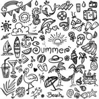 mano dibujado colección de linda verano íconos en mínimo estilo vector