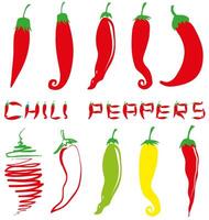 Collection of hot chili pepper vector