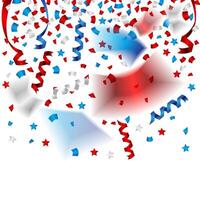 Beautiful confetti and party ribbons for independence day of USA vector