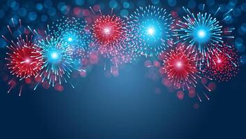 Blue and Red Firework background for Fourth of july USA indenpendence day celebration vector