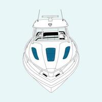 Luxury boat line art and illustration. vector