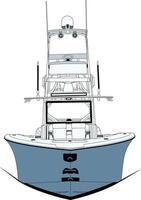 High quality front view fishing boat illustration and line-art, Which printable on various materials. vector