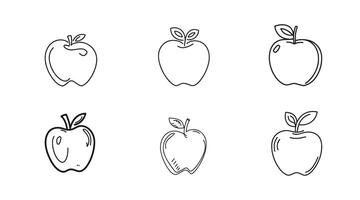 conjunto de línea Arte manzana íconos vector