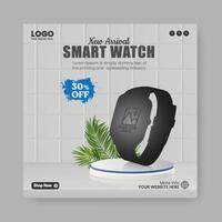 Smartwatch product promotion banner. New arrival smart watch web banner for social media post vector