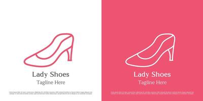 High heels logo icon illustration. Silhouette line art linear lifestyle clothing fashion beauty accessories apparel shoes. Minimal elegant luxury design symbol. vector