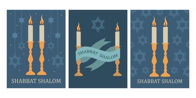 Shabbat cards set. Festive concept for congratulations on Saturday vector