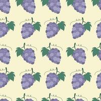 Grapes seamless pattern. Purple berries on a pastel yellow background. . For packaging, cover, paper, case vector