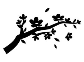 Sakura silhouette. Isolated blossoming sakura branch. For Japanese style design vector