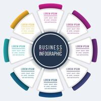 8 Steps Infographic business information 8 objects, steps, elements or options infographic circle design template vector