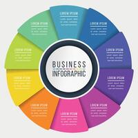 Business Infographic 10 Steps, objects, elements or options infographics design template for business information vector