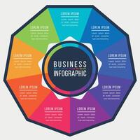 Business Infographic circle design 9 steps, objects, options or elements business information colorful vector