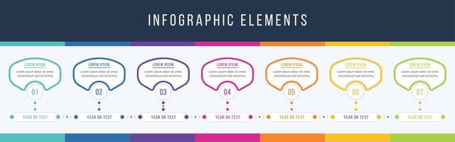 Infographics 7 elements timeline objects for business information design template vector