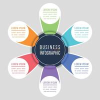 Infographic circle design 6 steps, objects, options or elements business information colorful vector