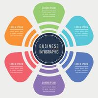 Business Infographic circle design 6 steps, objects, options or elements business information colorful vector