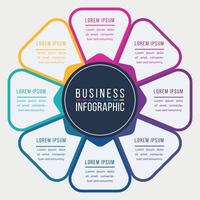 Business Infographic circle design 8 steps, objects, options or elements business information colored vector