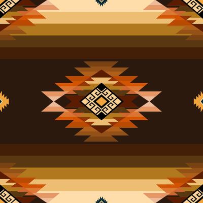 Ethnic tribal traditional geometric rhombus square zig zag shape seamless pattern brown cream color background. Use for fabric, textile, interior decoration elements, upholstery, wrapping. Pro