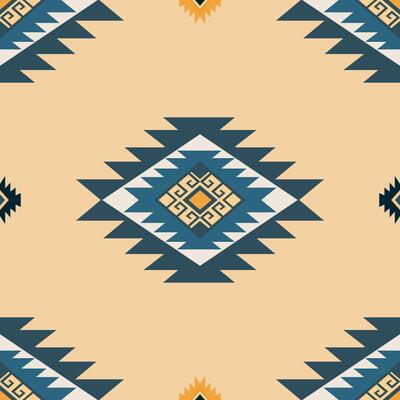 Ethnic tribal traditional geometric rhombus square zig zag shape seamless pattern brown cream color background. Use for fabric, textile, interior decoration elements, upholstery, wrapping. Pro