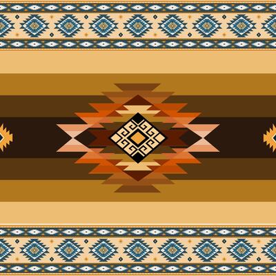 Ethnic tribal traditional geometric rhombus square zig zag shape seamless pattern brown cream color background. Use for fabric, textile, interior decoration elements, upholstery, wrapping. Pro