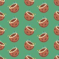 coconut summer seamless pattern hand drawn vector