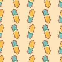 skateboard summer seamless pattern hand drawn vector