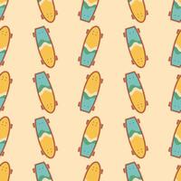 skateboard summer seamless pattern hand drawn vector