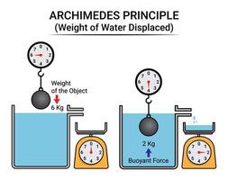 Arquímedes principio peso de agua desplazado vector