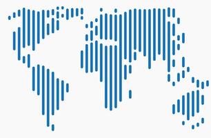 Vertical strip line world map on white background. vector