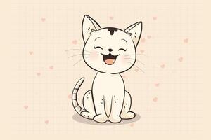 Cartoon cat sitting and laughing. Cat behavior, body language and facial expressions. vector