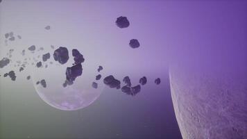 a large cluster of asteroids near an unknown planet video