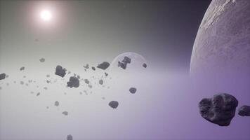 a large cluster of asteroids near an unknown planet video