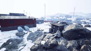 Antarctic research station in snow video