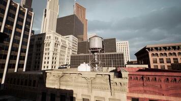 cityscape at twilight, with the roofs of high-rise buildings in sight video