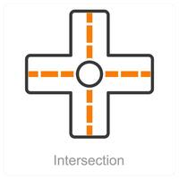 intersección y cruzar icono concepto vector