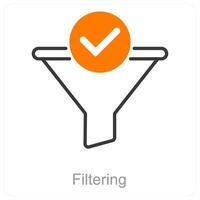 Filtering and funnel icon concept vector