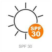 SPF 30 and sunscreen icon concept vector