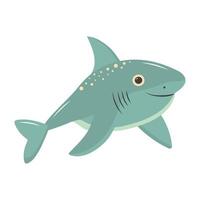 Cute shark. Cartoon character. Sea animal isolated on white background. vector