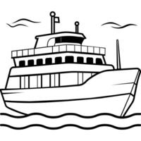 ferry outline illustration digital coloring book page line art drawing vector