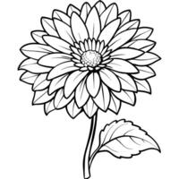 gerbera flor planta contorno ilustración colorante libro página diseño, gerbera flor planta negro y blanco línea Arte dibujo colorante libro paginas para niños y adultos vector