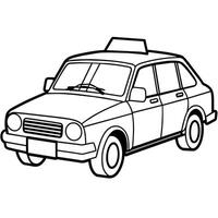 Taxi outline coloring book page line art illustration digital drawing vector