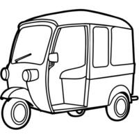 Auto Rickshaw outline illustration digital coloring book page line art drawing vector