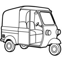 Auto Rickshaw outline illustration digital coloring book page line art drawing vector