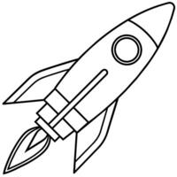 rocket outline illustration digital coloring book page line art drawing vector