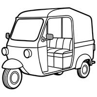 Auto Rickshaw outline illustration digital coloring book page line art drawing vector